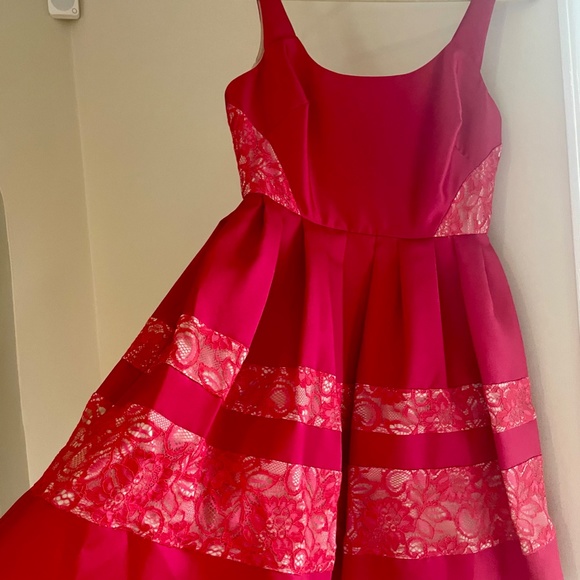 ABS Allen Schwartz - Red Lace Fit & Flare Dress